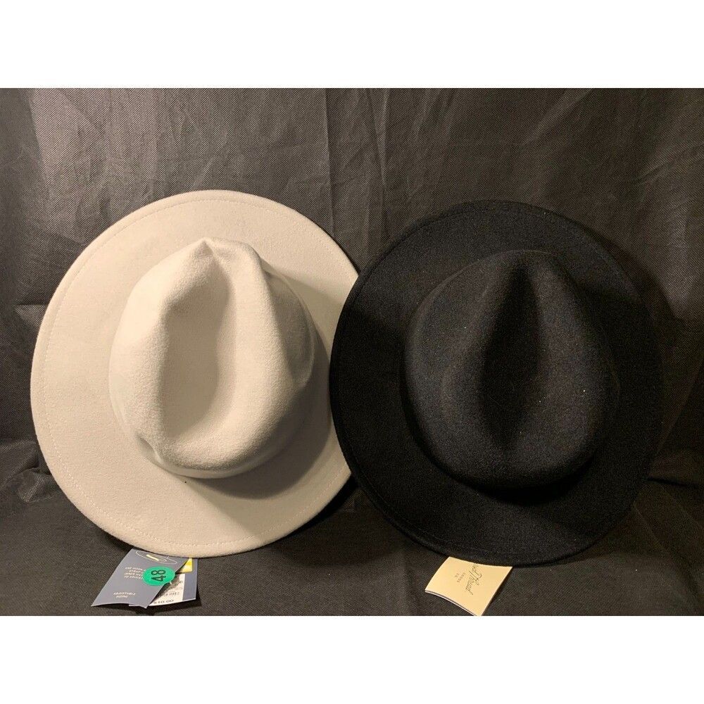 2 x Universal Thread Women's Size L/XL Value Felt Hat Black & Beige